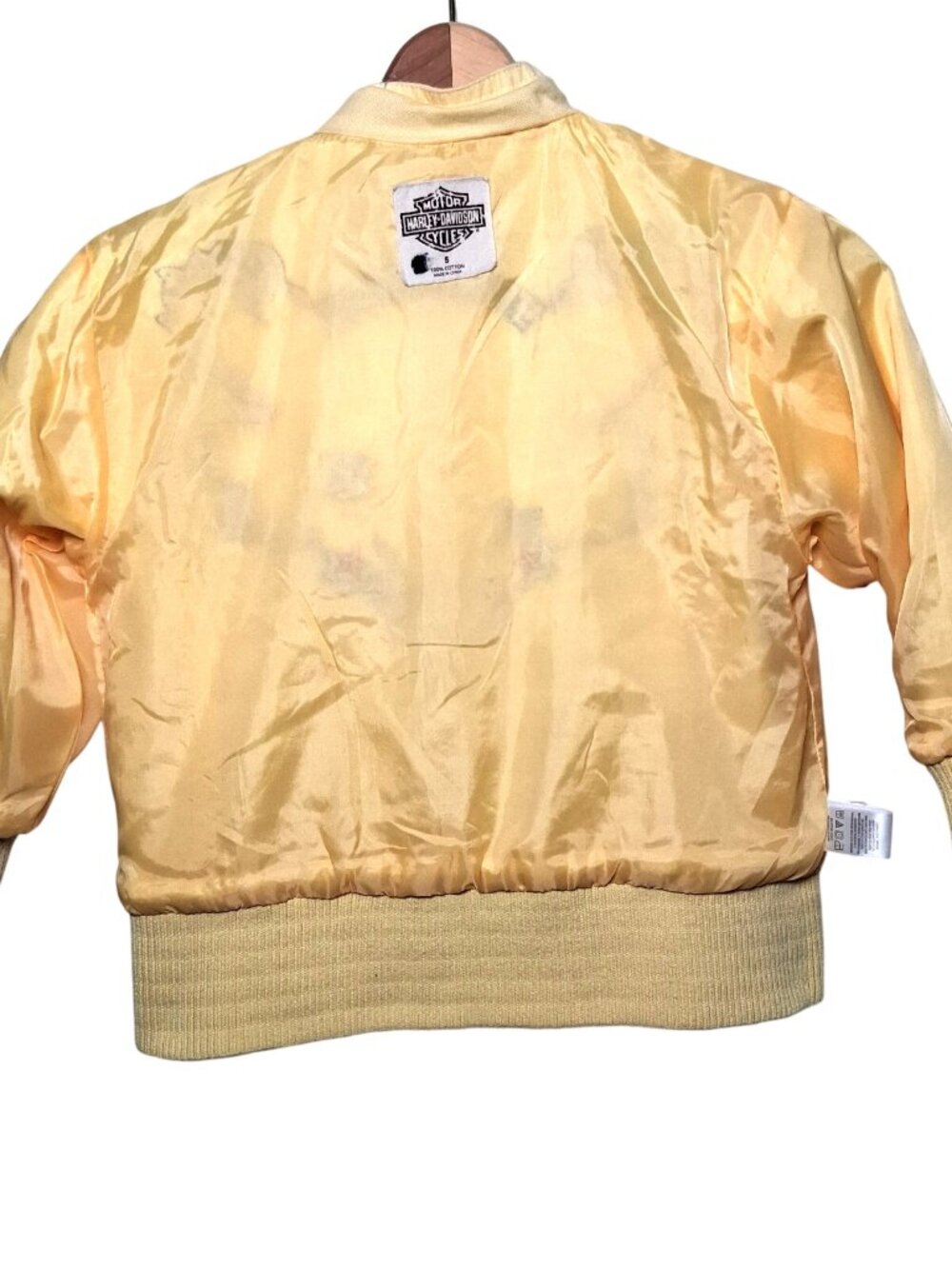 Harley Davidson Motorcycles Jacket Girls 5 Yellow Twill Tattoo Eagle Bird Rose - Picture 4 of 16